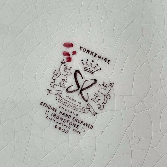Yorkshire Staffordshire England Ironstone Brown Transferware Dinner Plates x4 - Picture 3 of 4